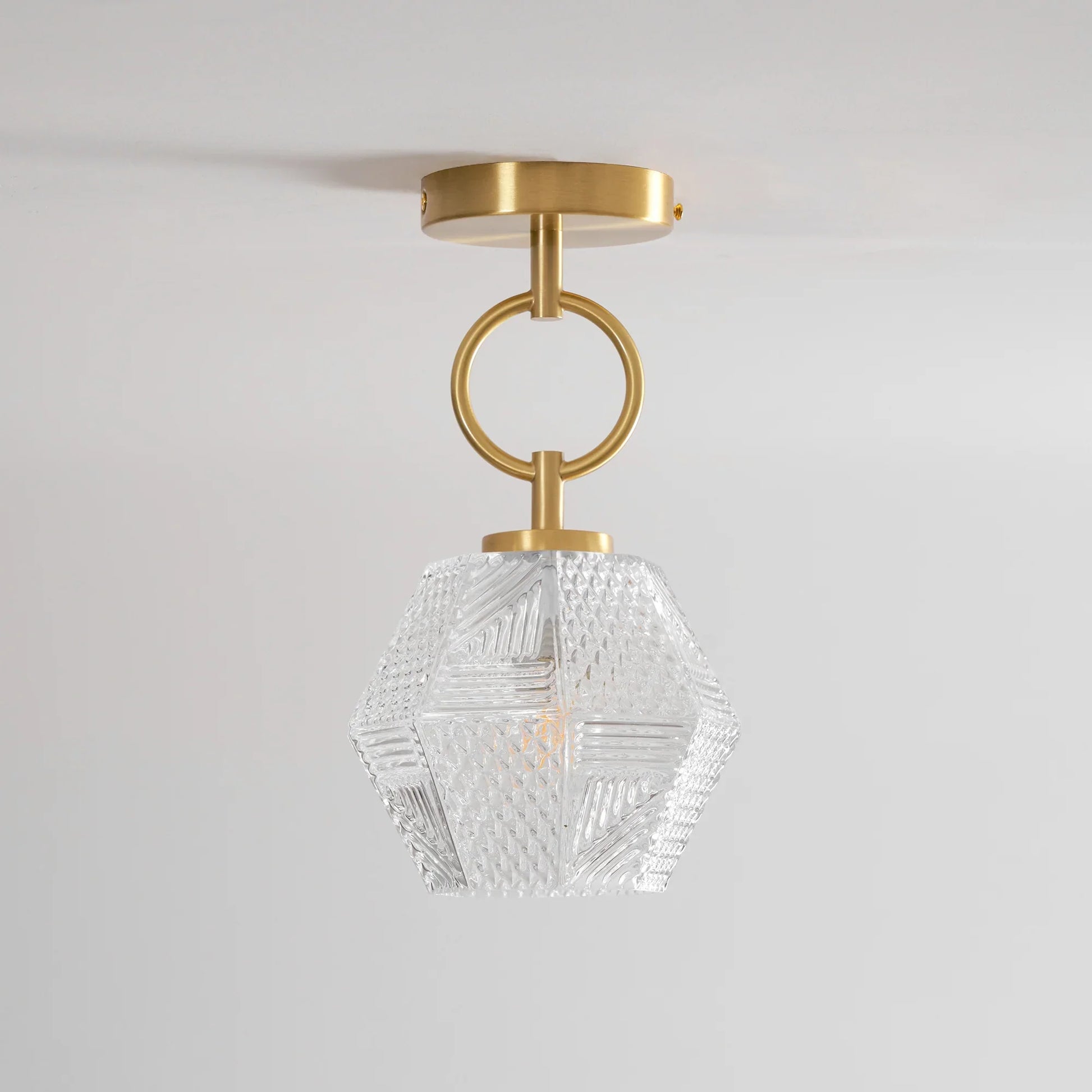 Art Deco Brass Glass Ceiling Light Fixture | Olvino
