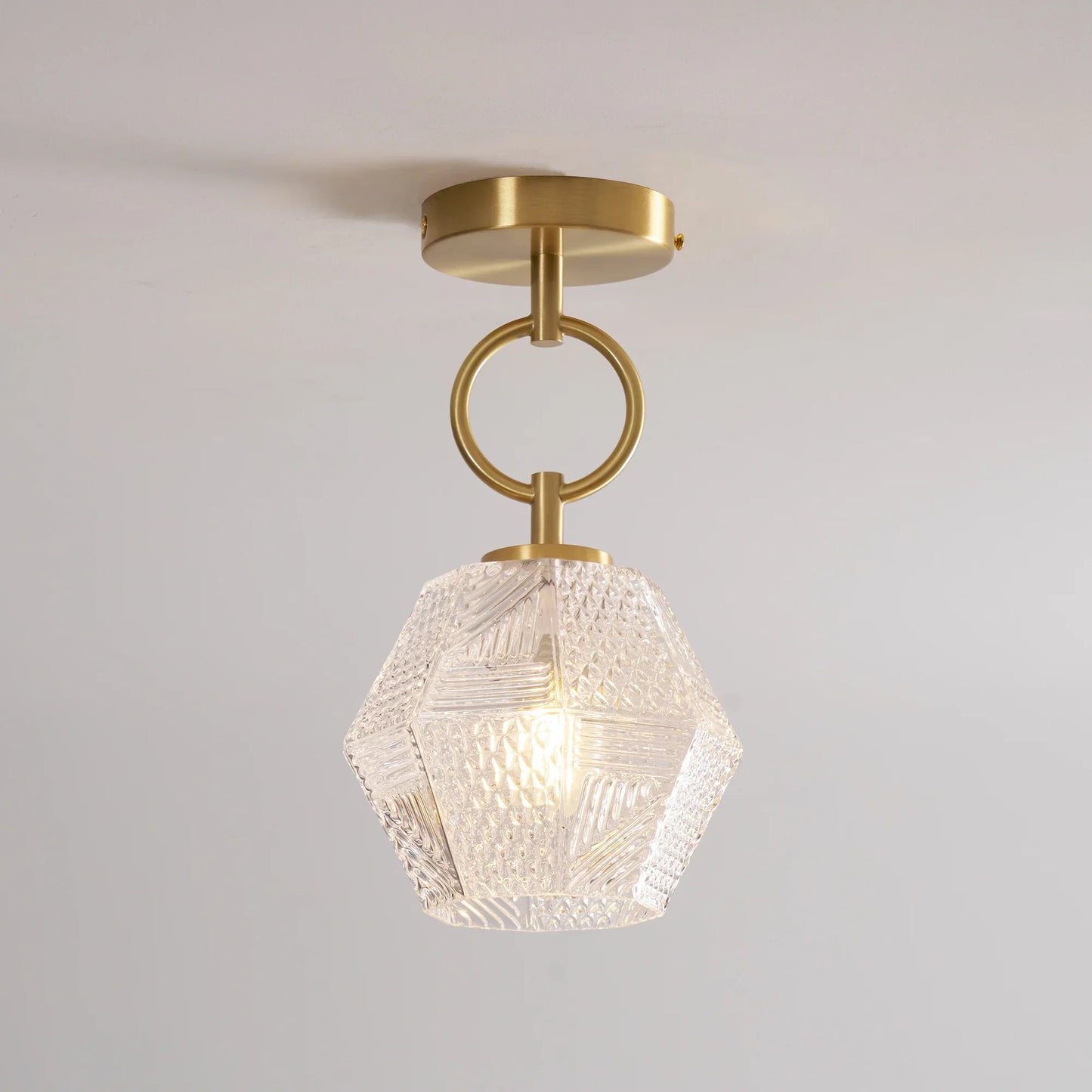 Art Deco Brass Glass Ceiling Light Fixture | Olvino