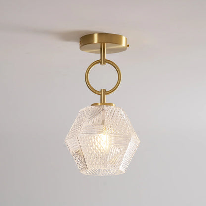 Art Deco Brass Glass Ceiling Light Fixture | Olvino