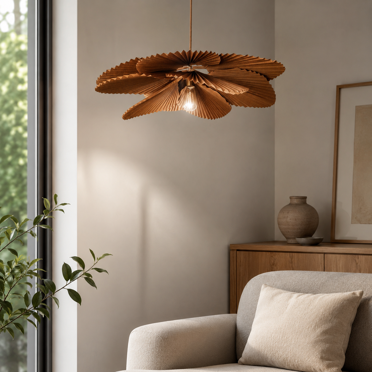 Art Deco Paper Flower Pendant Light with LED Lighting | Zyntara