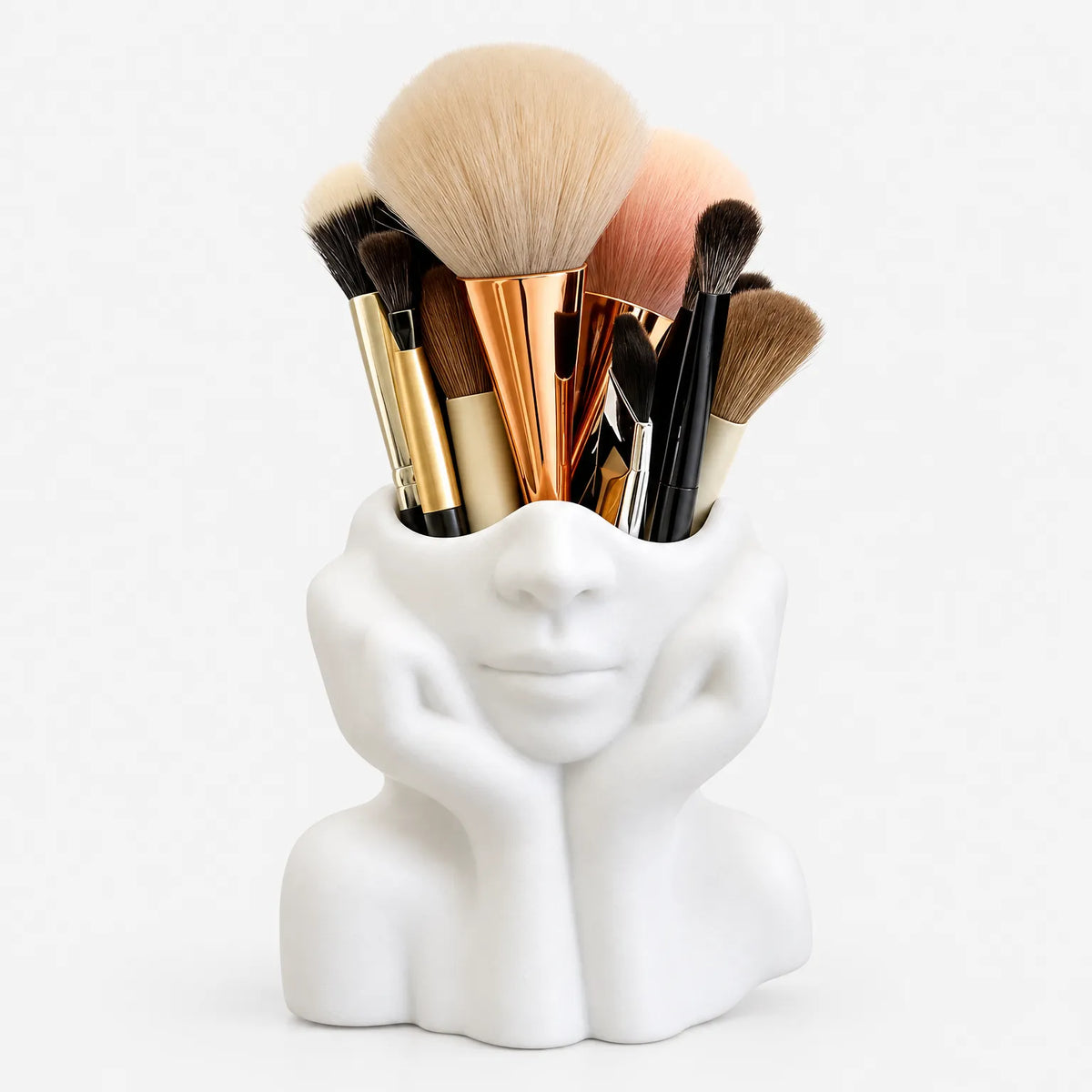 Artistic Human Face Makeup Brush Holder