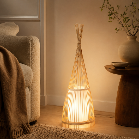 Bamboo Shade Floor Lamp for Soft Ambient Lighting | Norvelle