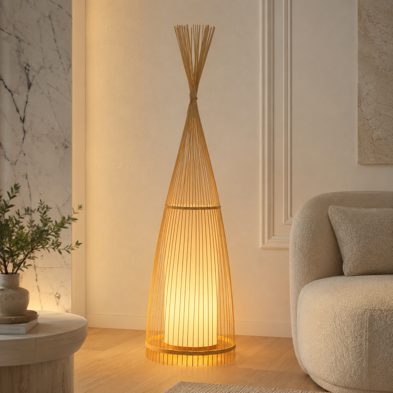 Bamboo Shade Floor Lamp for Soft Ambient Lighting | Norvelle