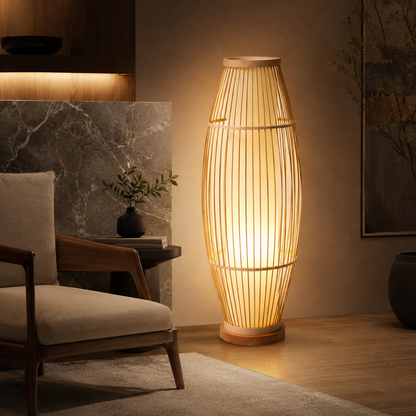Bamboo Shade Floor Lamp for Soft Ambient Lighting | Norvelle