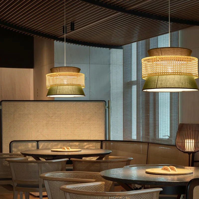 Bamboo Shade Oriental Pendant Light Hanging Design | Varello