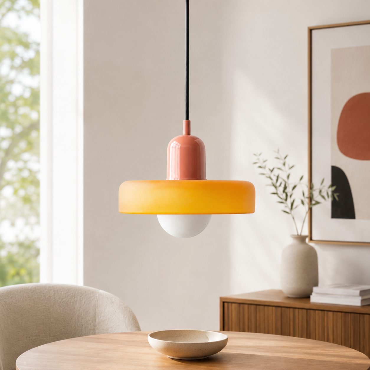 Bauhaus Coloured Glass Pendant Light Modern Design | Evarlo