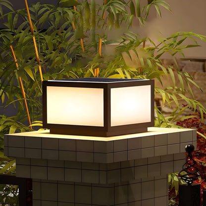 Black Solar LED Outdoor Pillar Light Acrylic Shade | Xarqen