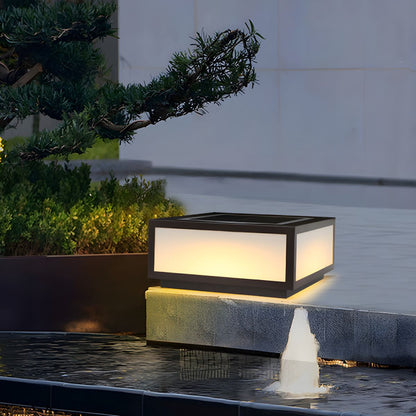 Black Solar LED Outdoor Pillar Light Acrylic Shade | Xarqen