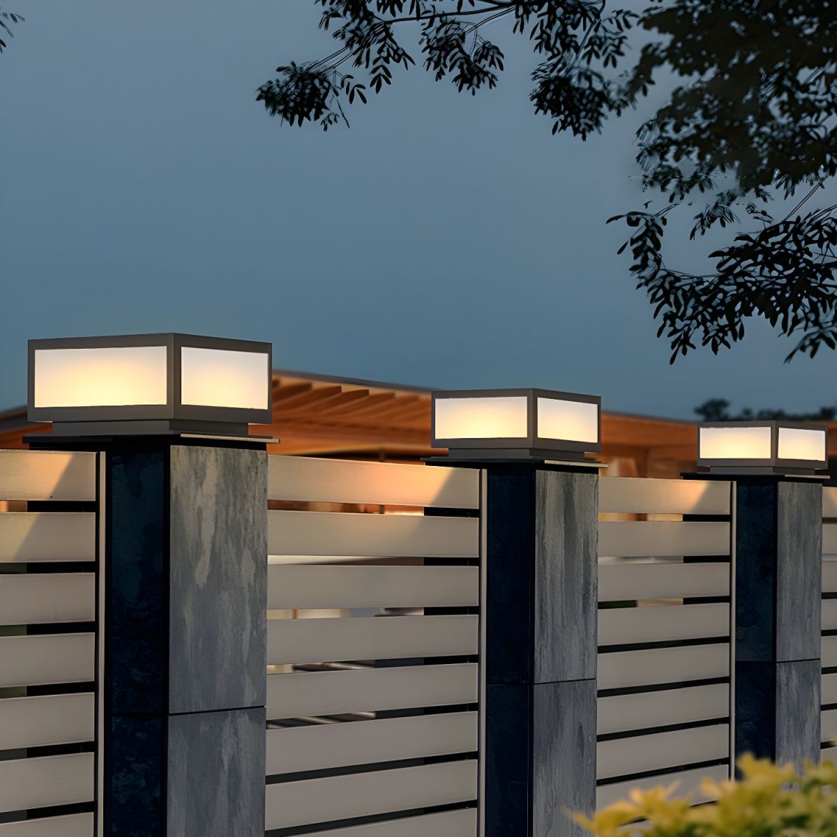 Black Solar LED Outdoor Pillar Light Acrylic Shade | Xarqen