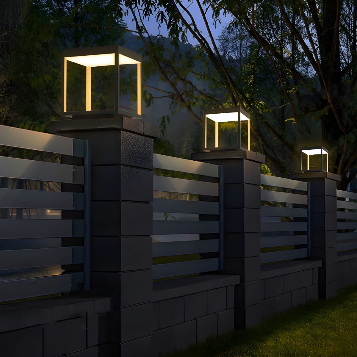 Black Waterproof Metal Pillar Garden Light | Yardlux
