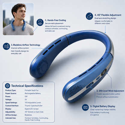 Bladeless Portable Neck Fan | AeroNeck