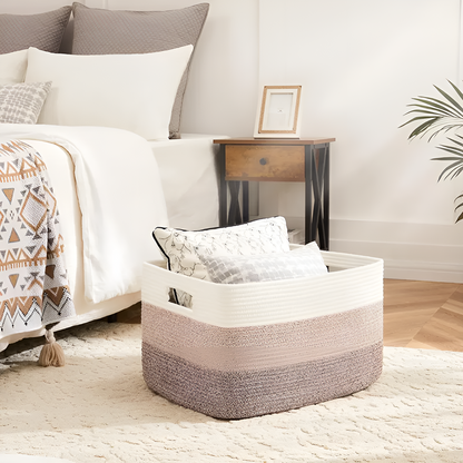 Braided Cotton Storage Basket | 70L Capacity for Home Organization 1