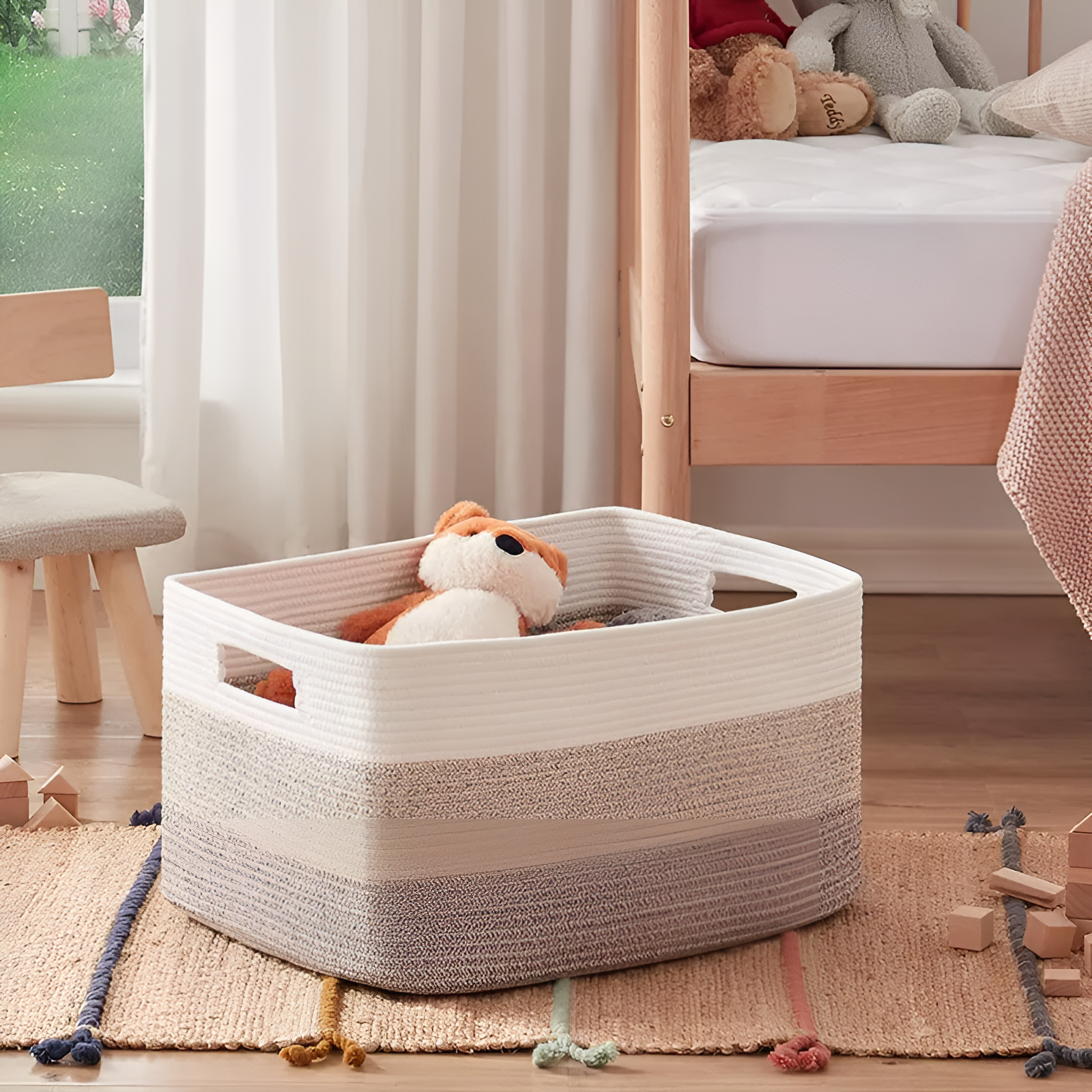 Braided Cotton Storage Basket | 70L Capacity for Home Organization 2