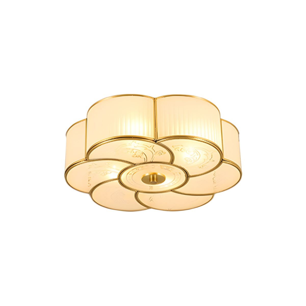 Brass Frosted Glass Flush Mount Ceiling Light | Lumessa