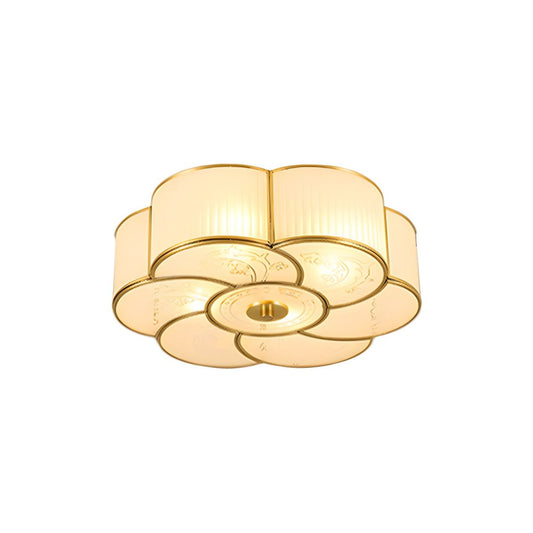 Brass Frosted Glass Flush Mount Ceiling Light | Lumessa