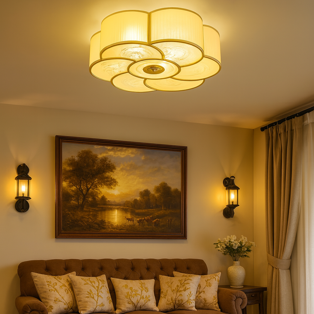 Brass Frosted Glass Flush Mount Ceiling Light | Lumessa