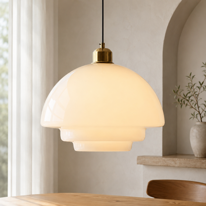 Brass Glass Pendant Light With Elegant Art Deco Form | Novaire