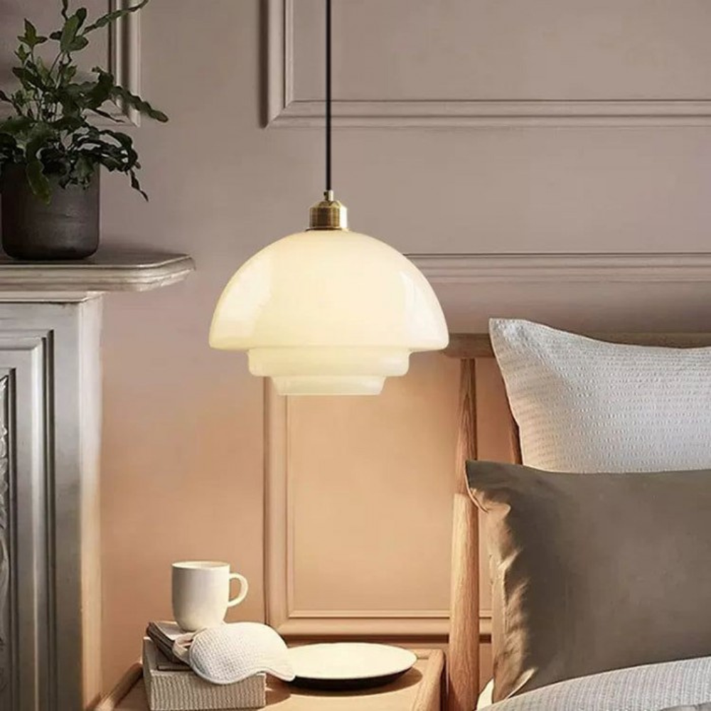 Brass Glass Pendant Light With Elegant Art Deco Form | Novaire