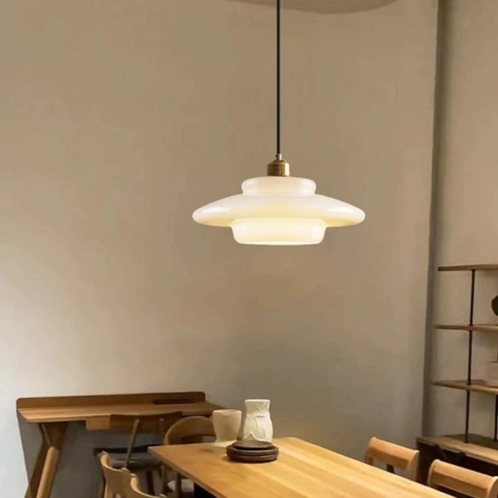 Brass Glass Pendant Light With Elegant Art Deco Form | Novaire