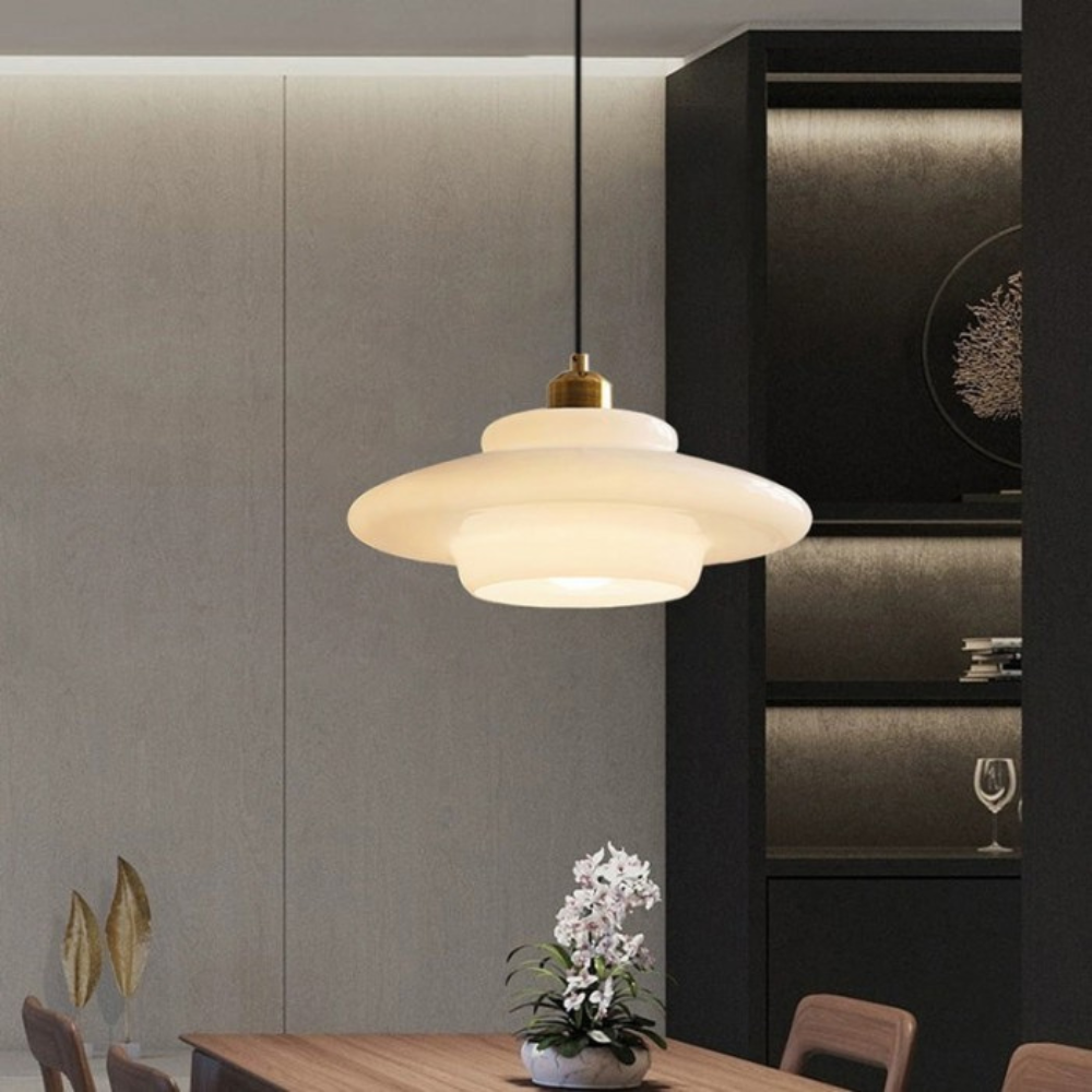 Brass Glass Pendant Light With Elegant Art Deco Form | Novaire
