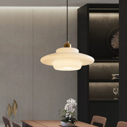 Brass Glass Pendant Light With Elegant Art Deco Form | Novaire