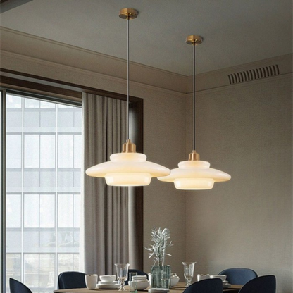 Brass Glass Pendant Light With Elegant Art Deco Form | Novaire