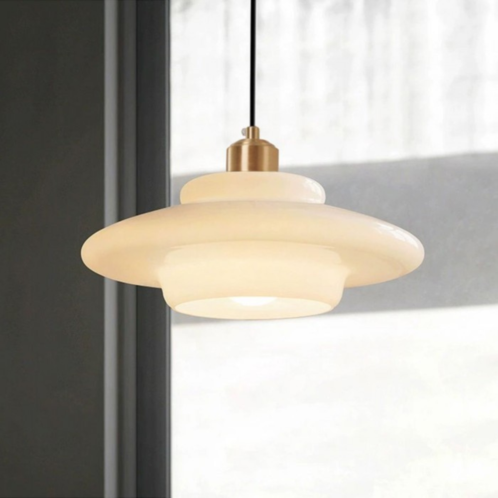 Brass Glass Pendant Light With Elegant Art Deco Form | Novaire