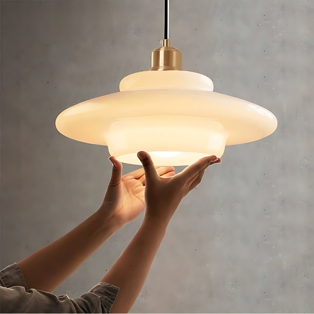 Brass Glass Pendant Light With Elegant Art Deco Form | Novaire