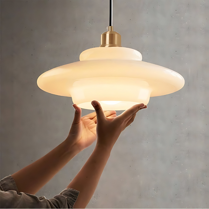Brass Glass Pendant Light With Elegant Art Deco Form | Novaire
