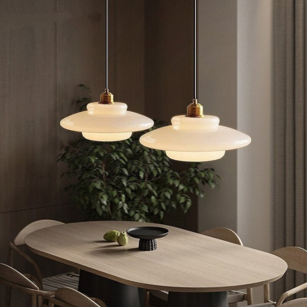 Brass Glass Pendant Light With Elegant Art Deco Form | Novaire