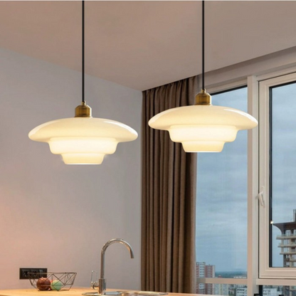 Brass Glass Pendant Light With Elegant Art Deco Form | Novaire