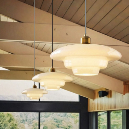 Brass Glass Pendant Light With Elegant Art Deco Form | Novaire