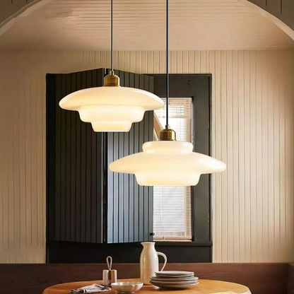 Brass Glass Pendant Light With Elegant Art Deco Form | Novaire