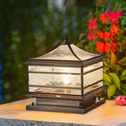 Brass Square Outdoor Wall Light with Glass Shade | Yelqis