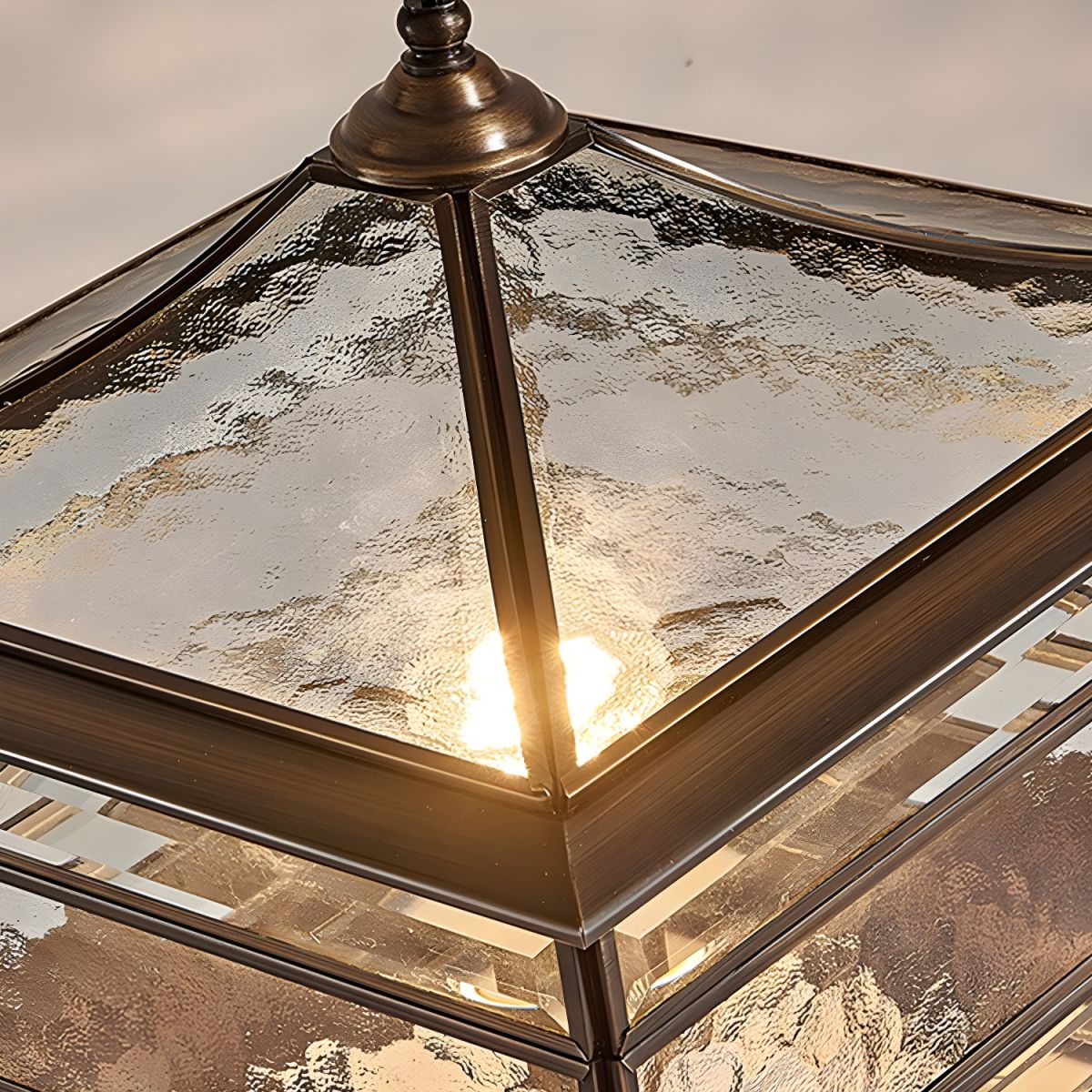 Brass Square Outdoor Wall Light with Glass Shade | Yelqis