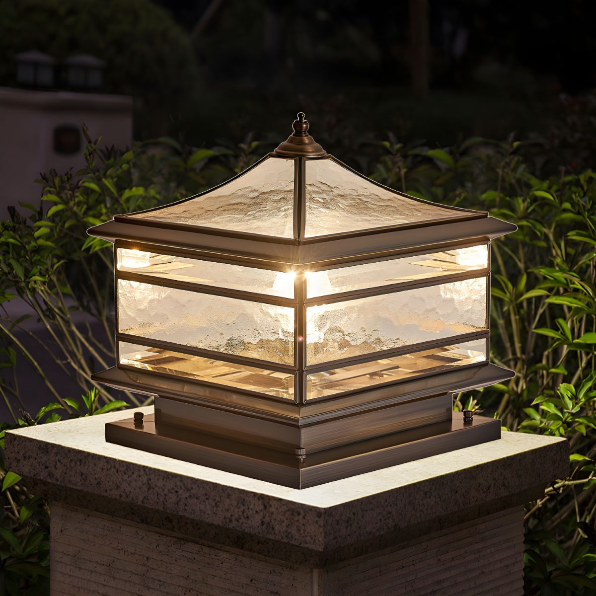 Brass Square Outdoor Wall Light with Glass Shade | Yelqis