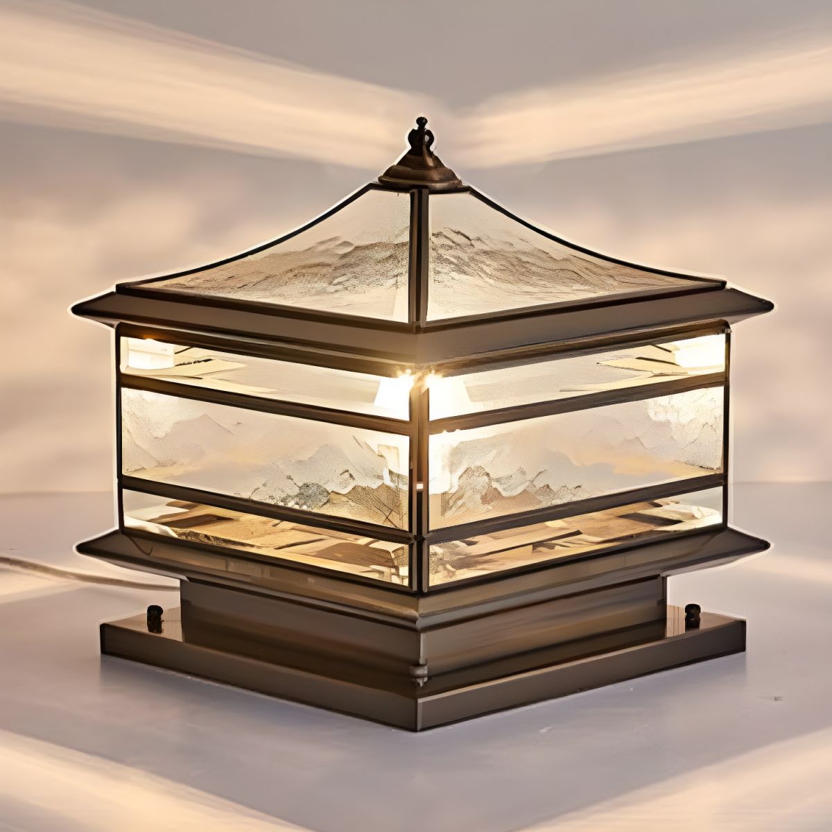 Brass Square Outdoor Wall Light with Glass Shade | Yelqis