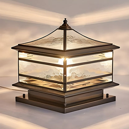 Brass Square Outdoor Wall Light with Glass Shade | Yelqis