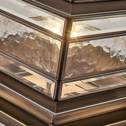 Brass Square Outdoor Wall Light with Glass Shade | Yelqis