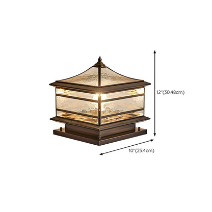 Brass Square Outdoor Wall Light with Glass Shade | Yelqis