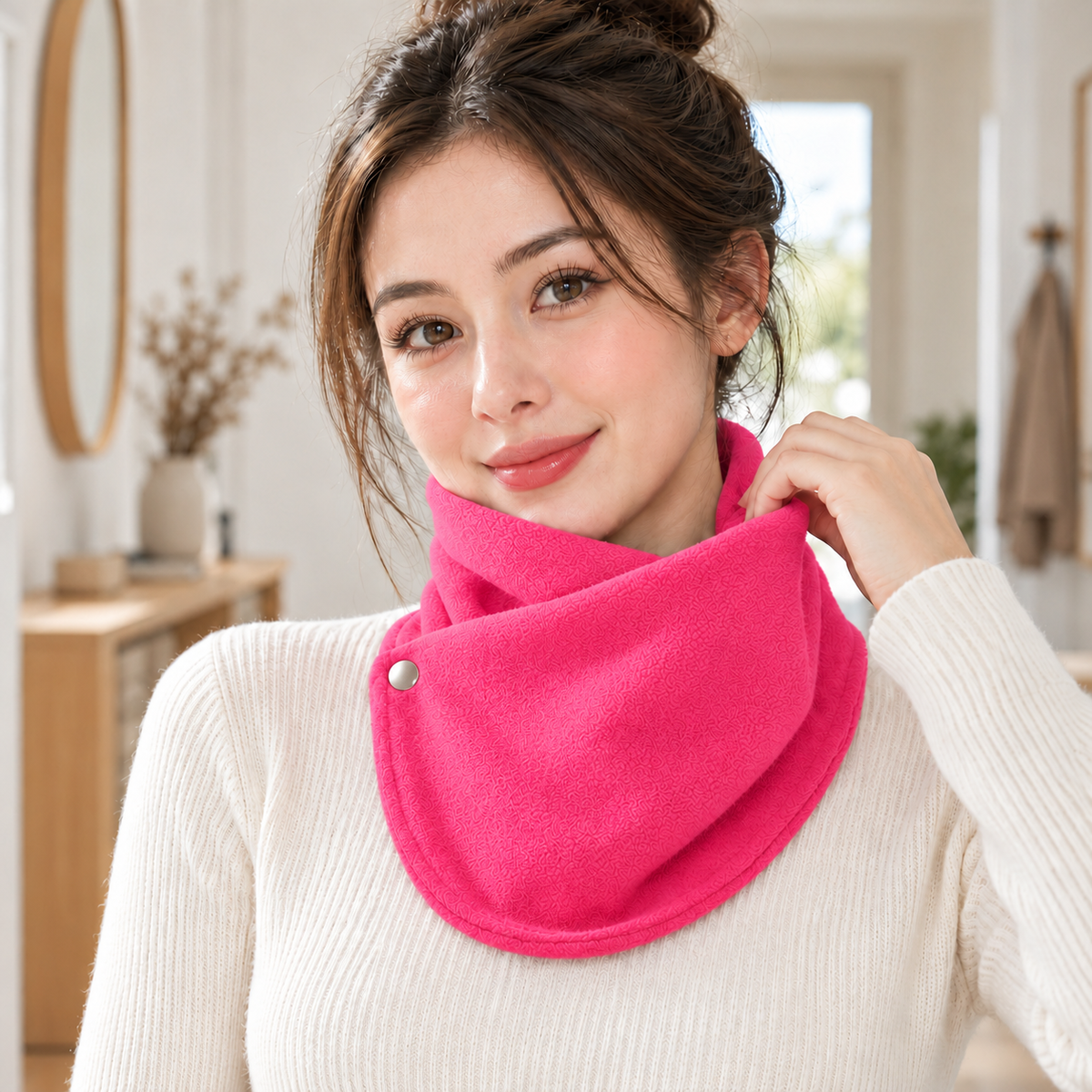 Button Closure Winter Neck Warmer