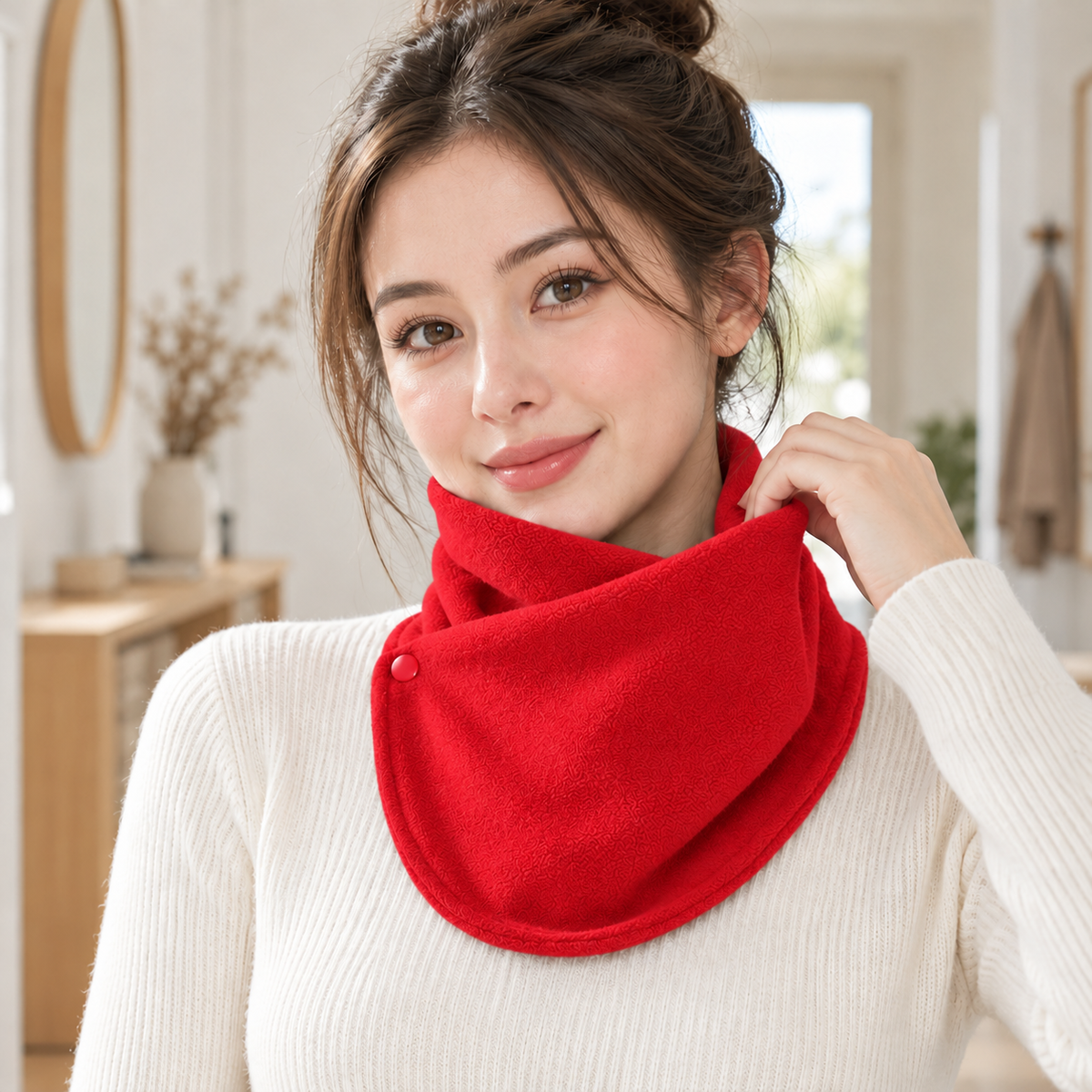 Button Closure Winter Neck Warmer