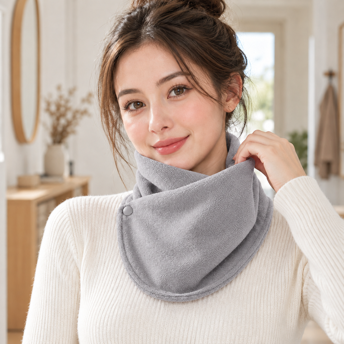 Button Closure Winter Neck Warmer