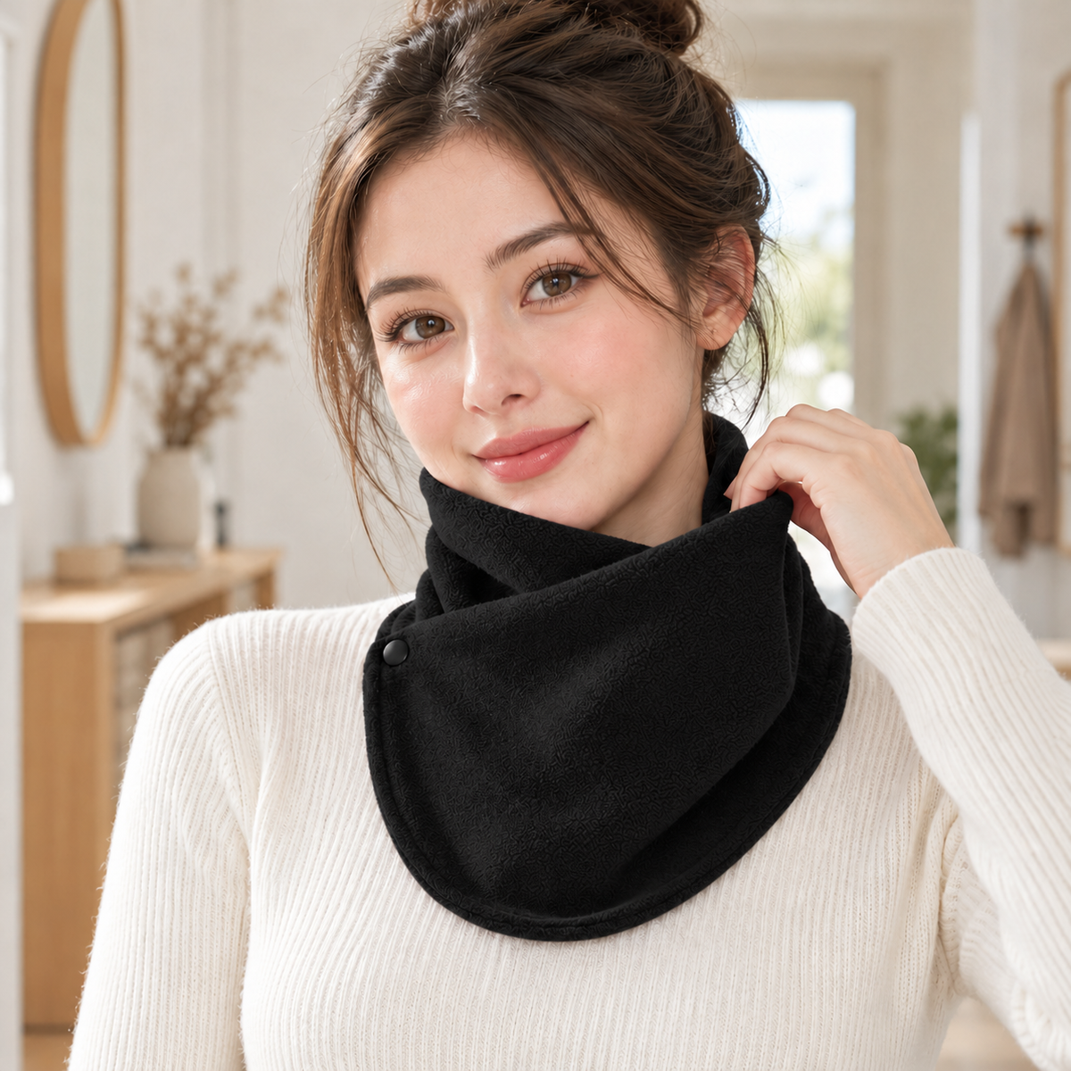 Button Closure Winter Neck Warmer