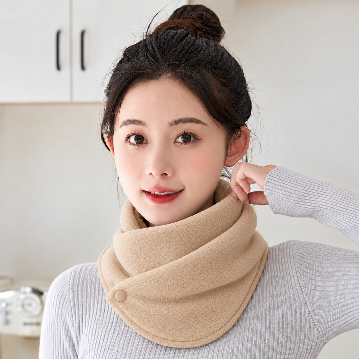 Button Closure Winter Neck Warmer