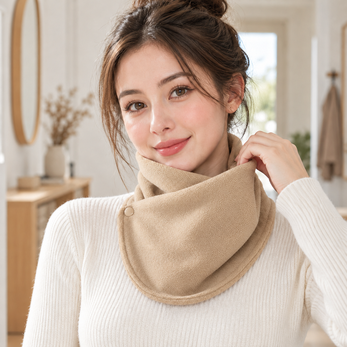 Button Closure Winter Neck Warmer