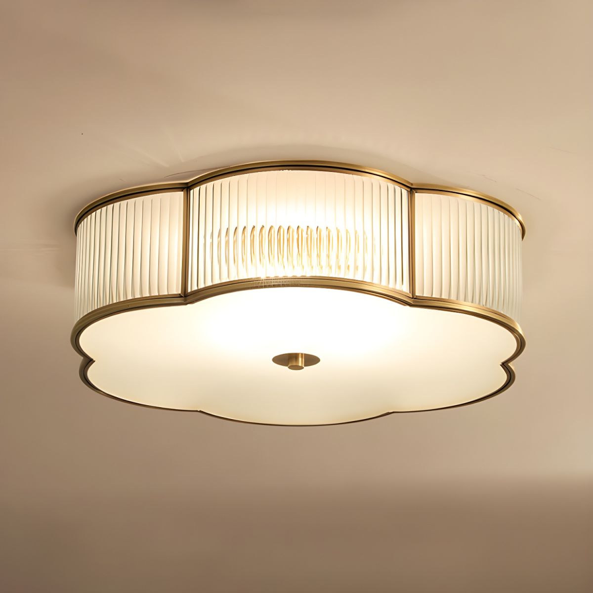Ceiling Flush Mount Light Ribbed Glass Traditional Style | Lumerae