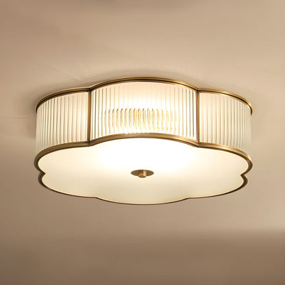 Ceiling Flush Mount Light Ribbed Glass Traditional Style | Lumerae