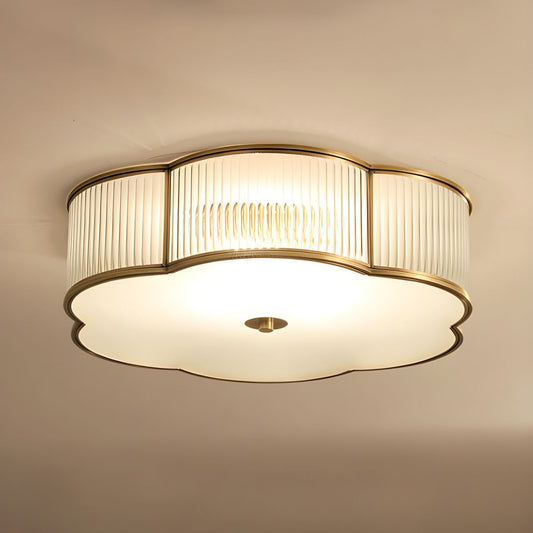 Ceiling Flush Mount Light Ribbed Glass Traditional Style | Lumerae