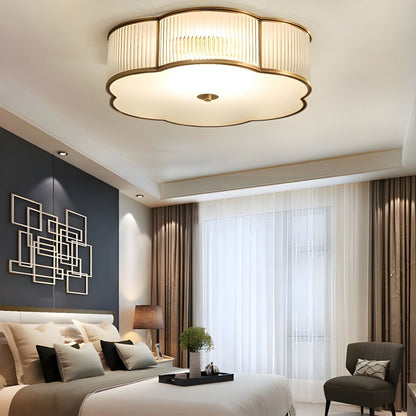 Ceiling Flush Mount Light Ribbed Glass Traditional Style | Lumerae